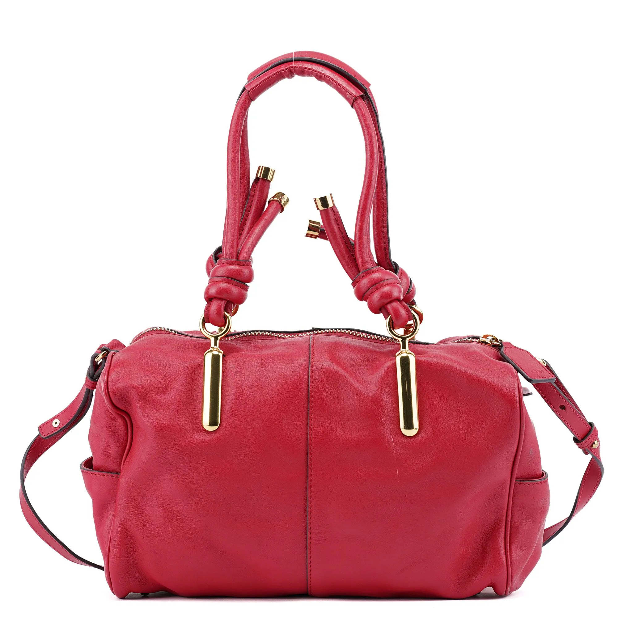 Red Calfskin Knot 2-Way Tote Bag