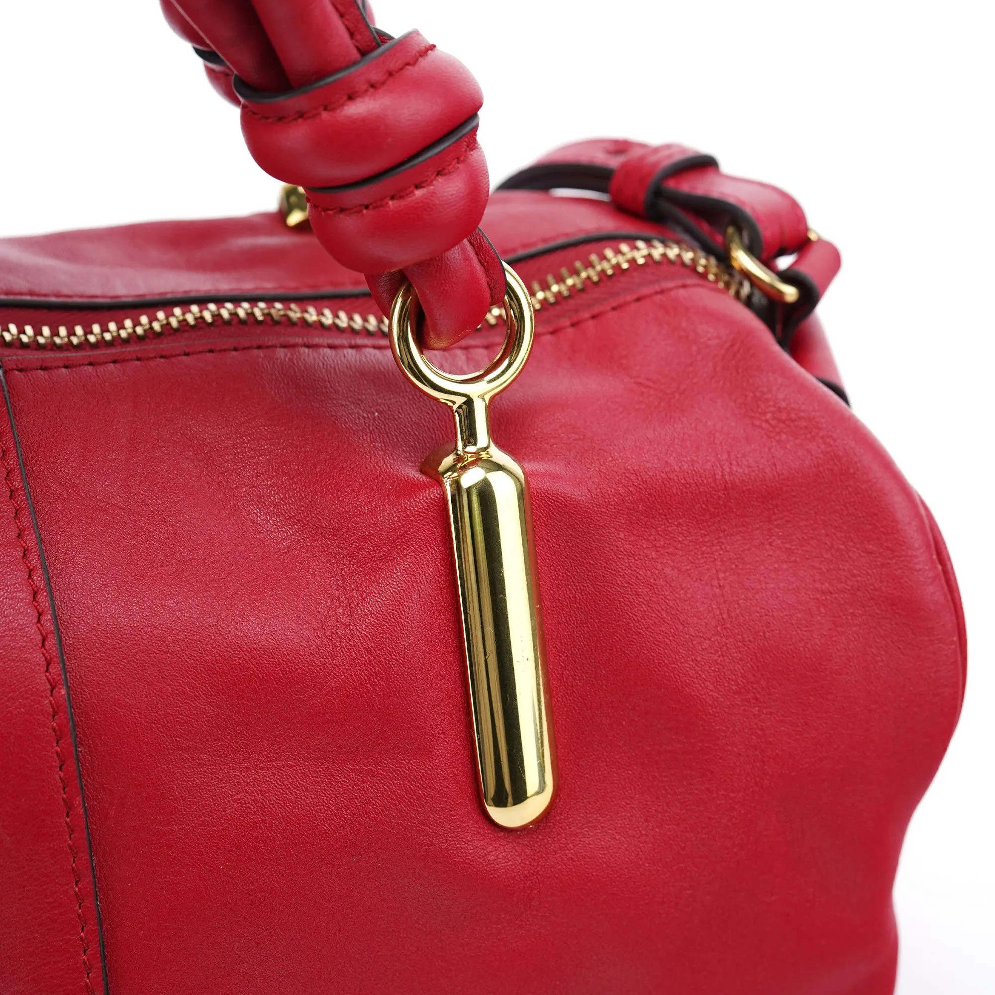 Red Calfskin Knot 2-Way Tote Bag