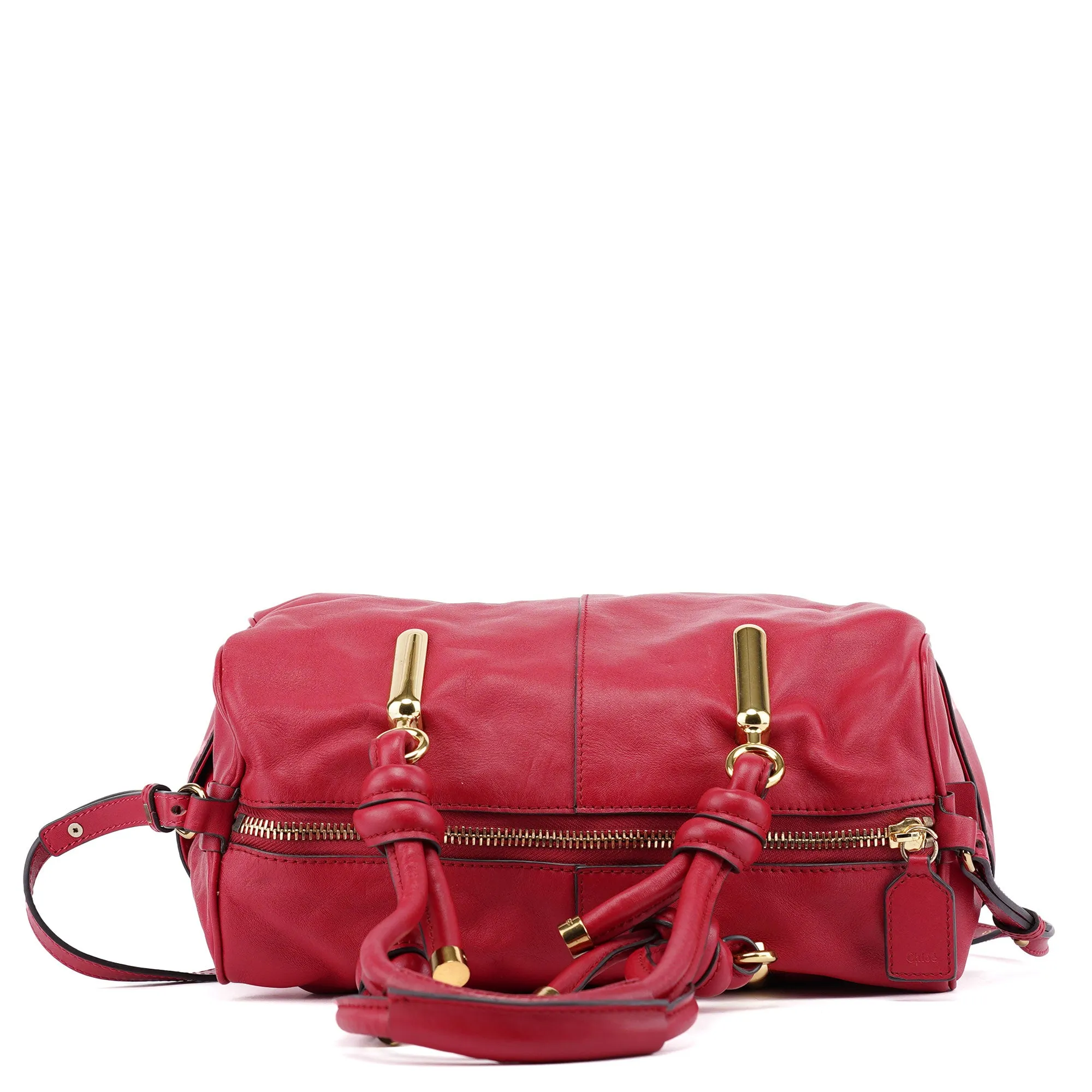 Red Calfskin Knot 2-Way Tote Bag