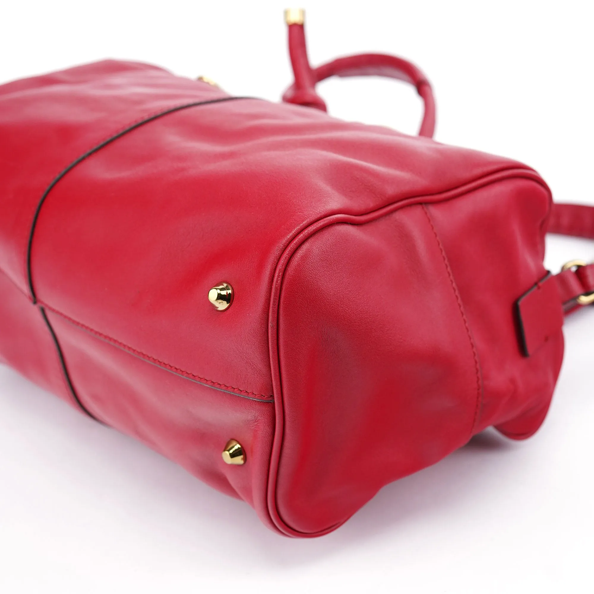 Red Calfskin Knot 2-Way Tote Bag