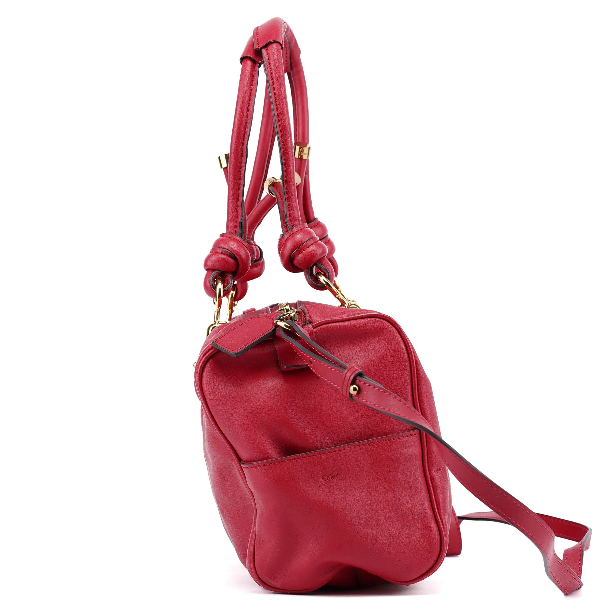 Red Calfskin Knot 2-Way Tote Bag