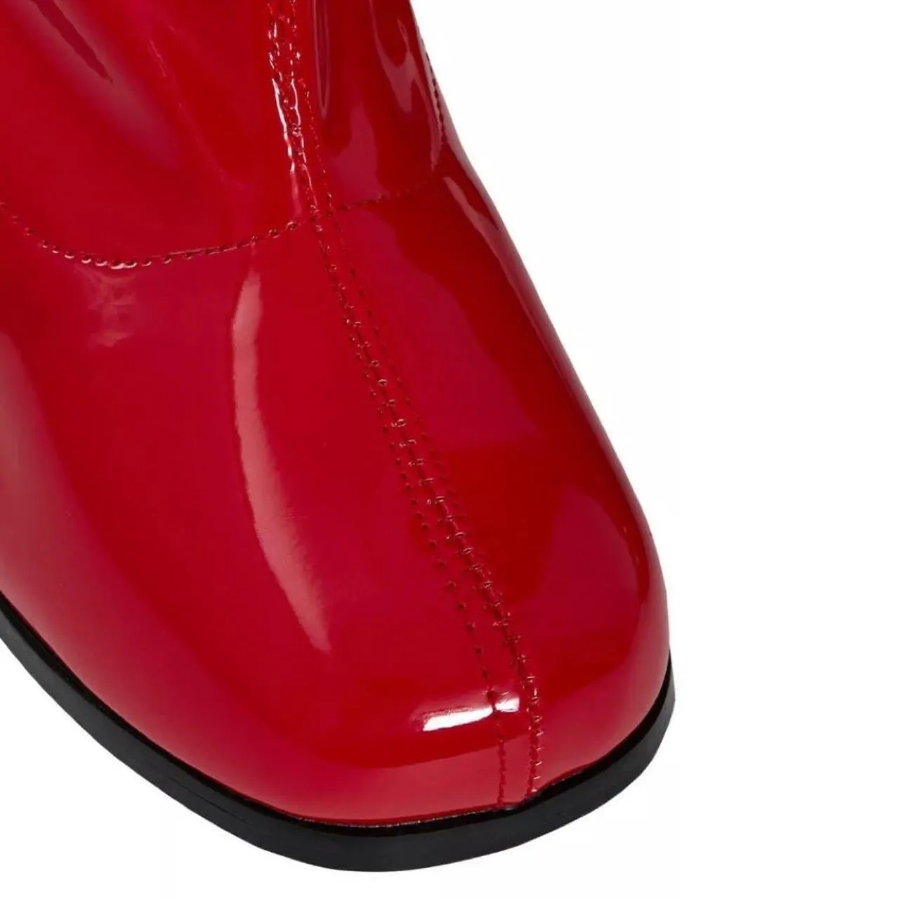 Red Patent Faux Leather Go Go Knee High Boots