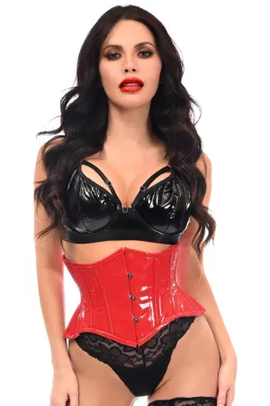 Red Patent Leather Cinch Corset with Front Busk