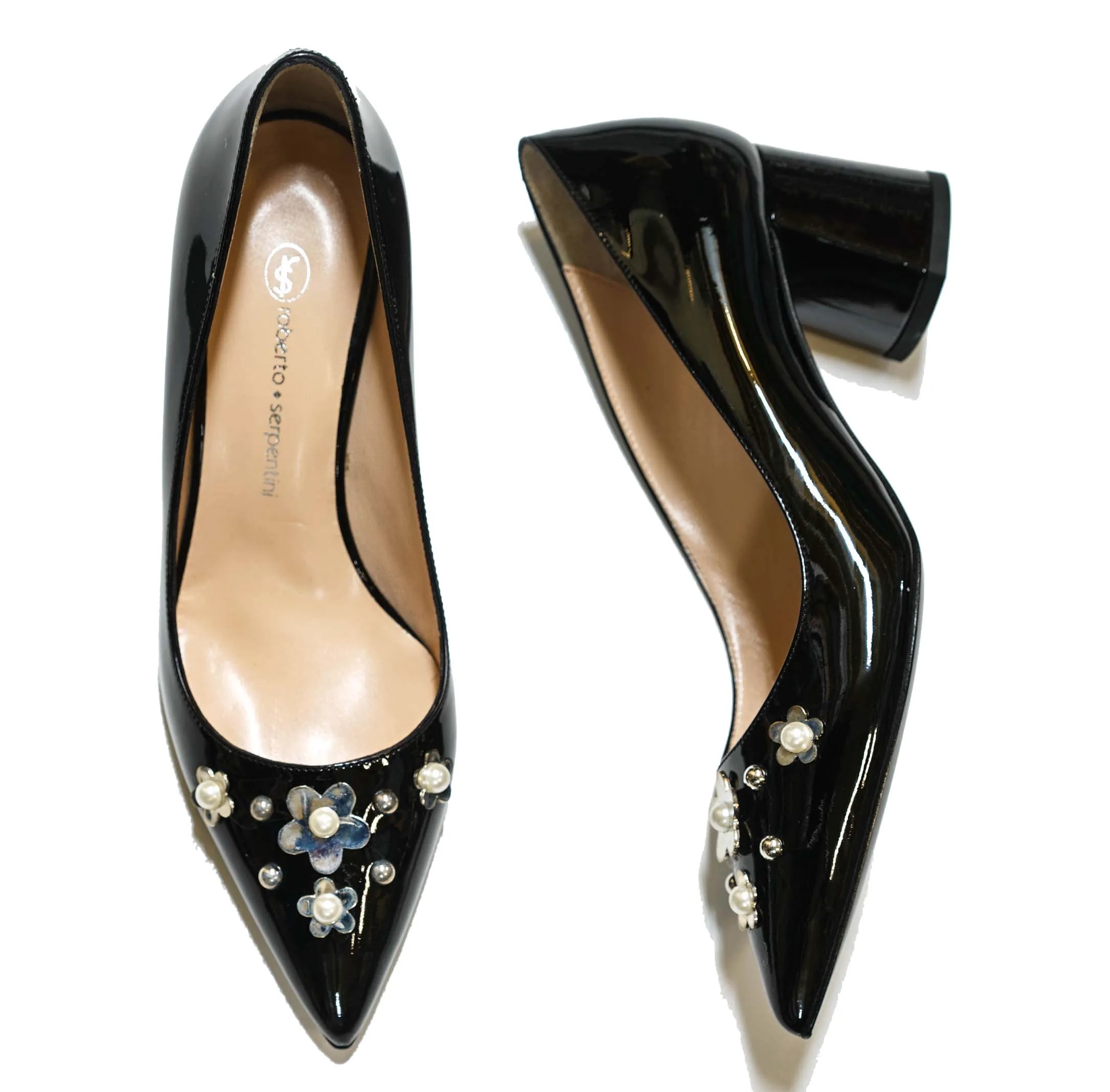 Roberto Serpentini Women's Black Patent Pearl 24079