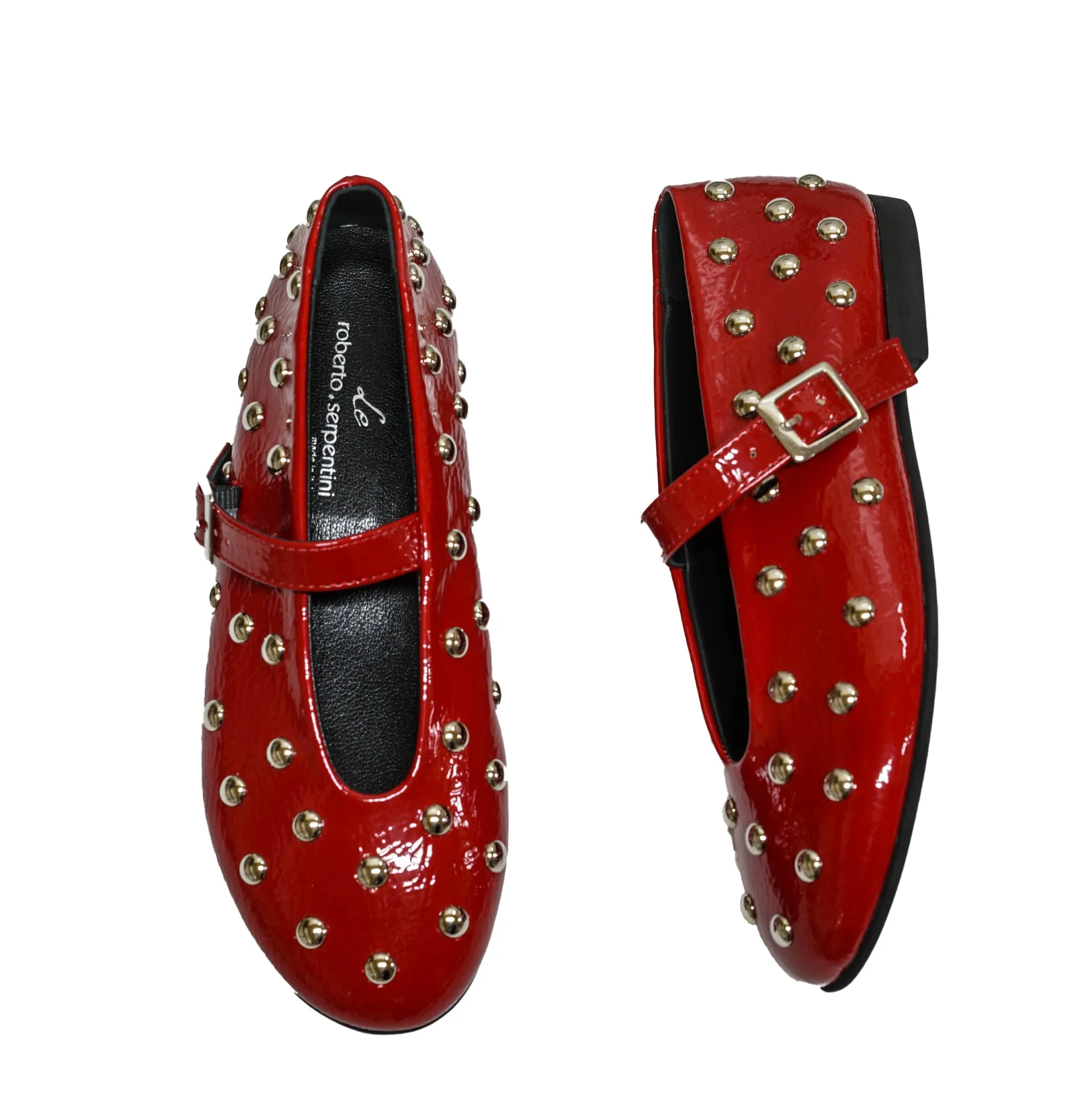 Roberto Serpentini Women's Red Patent Stud Shoe 101  NEW Winter 30% off