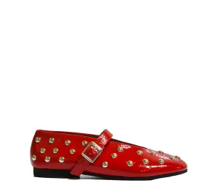 Roberto Serpentini Women's Red Patent Stud Shoe 101  NEW Winter 30% off