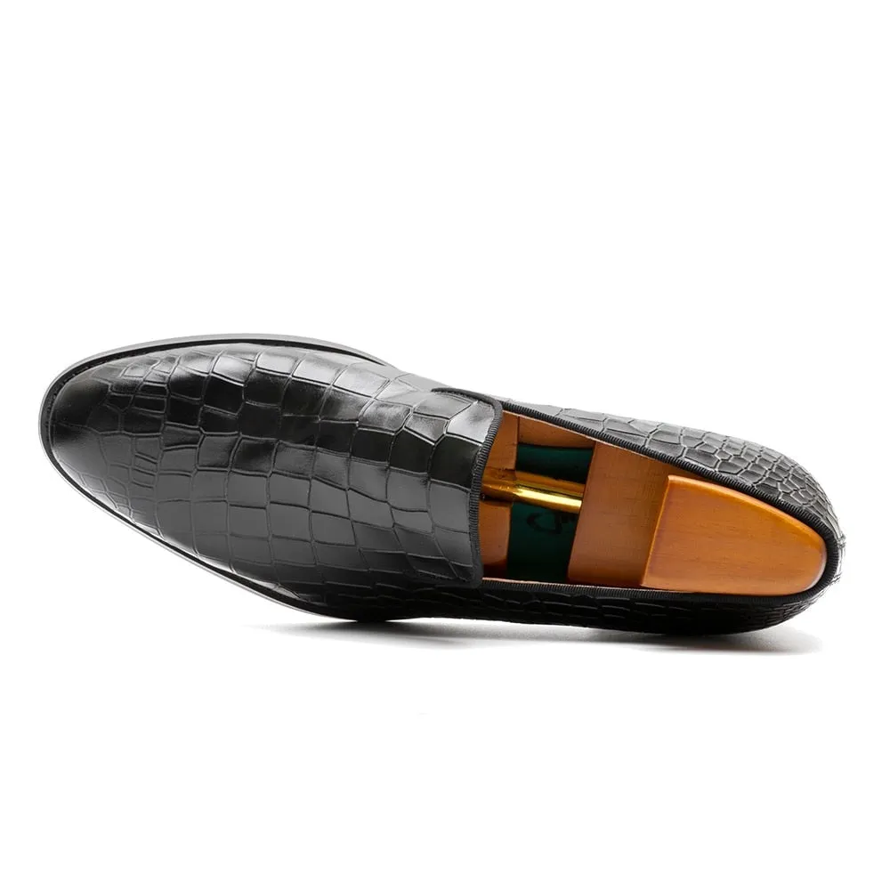 Rossi Luxx3 - Red bottom sole Crocodile Pattern Leather Loafers