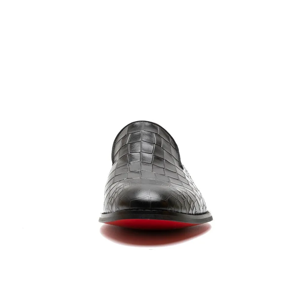 Rossi Luxx3 - Red bottom sole Crocodile Pattern Leather Loafers