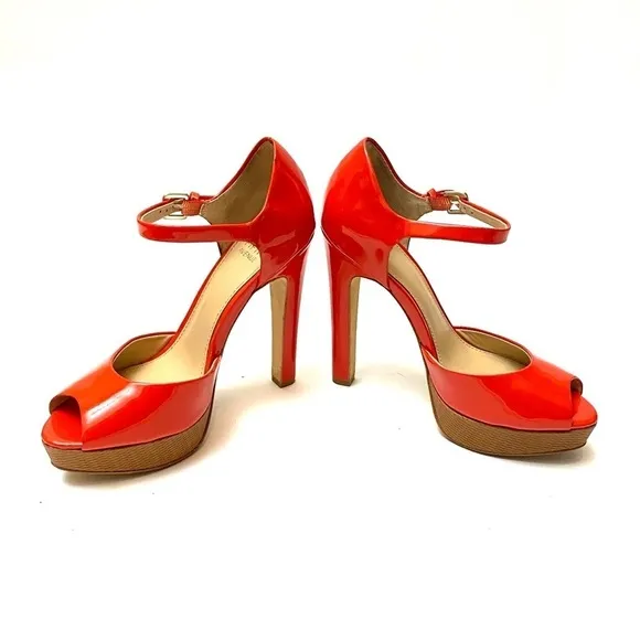 SAKS FIFTH AVE | Orange patent leather platforms