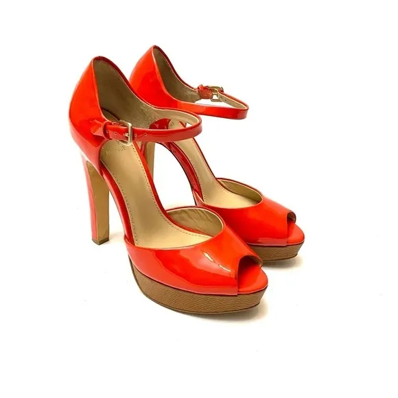 SAKS FIFTH AVE | Orange patent leather platforms
