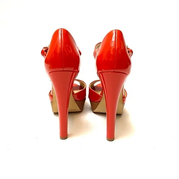 SAKS FIFTH AVE | Orange patent leather platforms