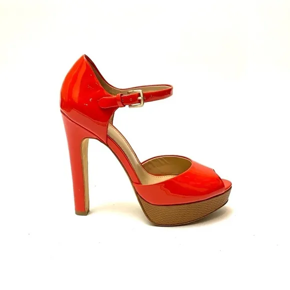 SAKS FIFTH AVE | Orange patent leather platforms