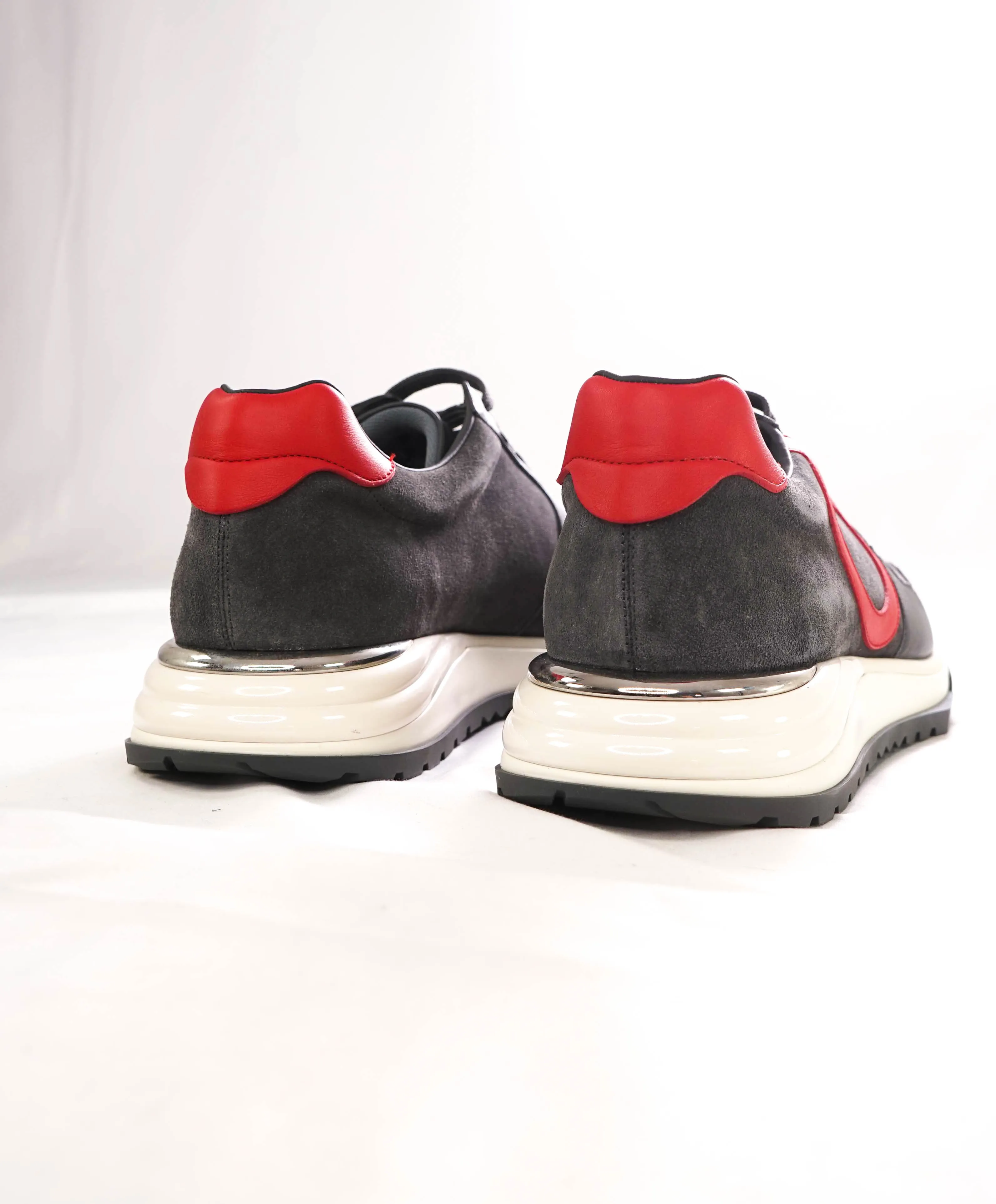 SALVATORE FERRAGAMO - BROOKLYN *GANCINI* Gray/White/Red Sneaker - 8 M US