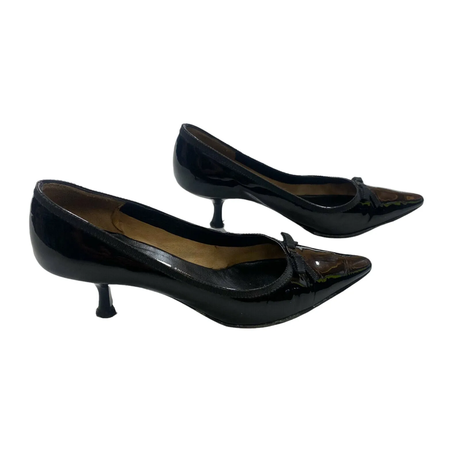 Salvatore Ferragamo High Heel Shoes | Vintage Womens Black Patent Leather Formal