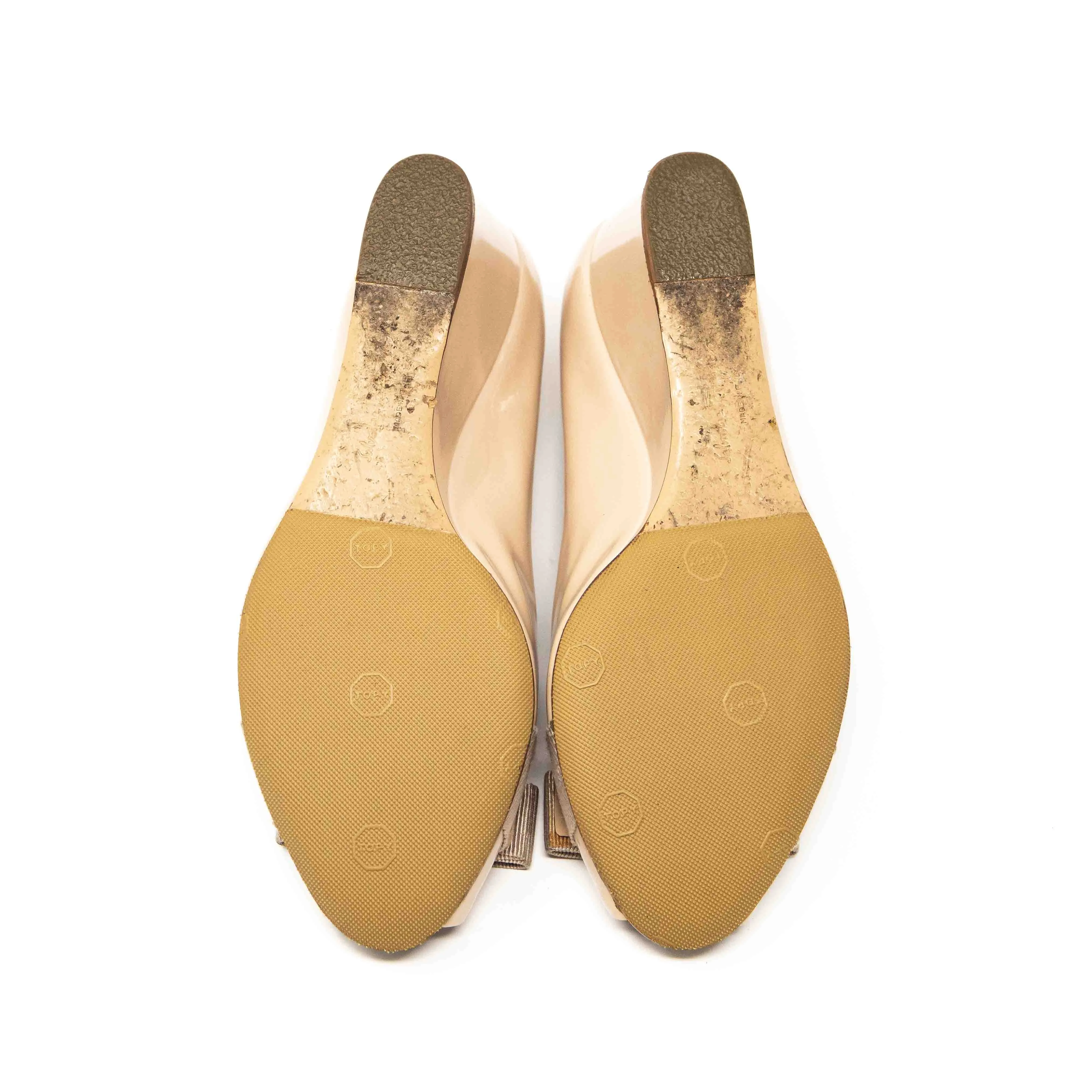 Salvatore Ferragamo Nude Sissi Wedges 6