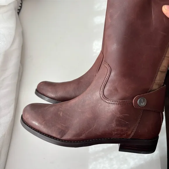 Sam Edelman Mikala Riding Boot Terazzo Brown Leather Croc Sz 6.5