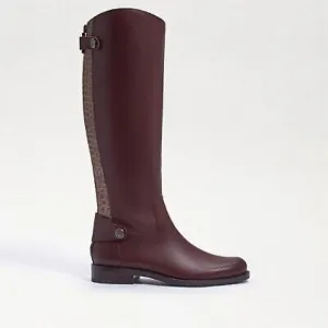 Sam Edelman Mikala Riding Boot Terazzo Brown Leather Croc Sz 6.5