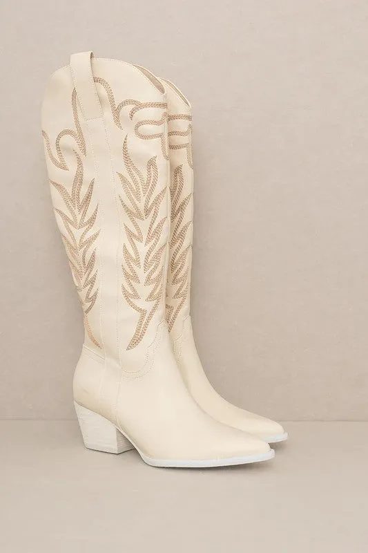 SAMARA-EMBROIDERY WESTERN KNEE HIGH BOOTS