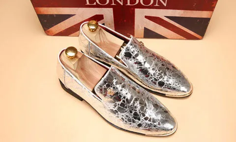 silver gold spike men loafers shoes luxury brand trendy flat footwear studded male patent leather oxford shoes for men