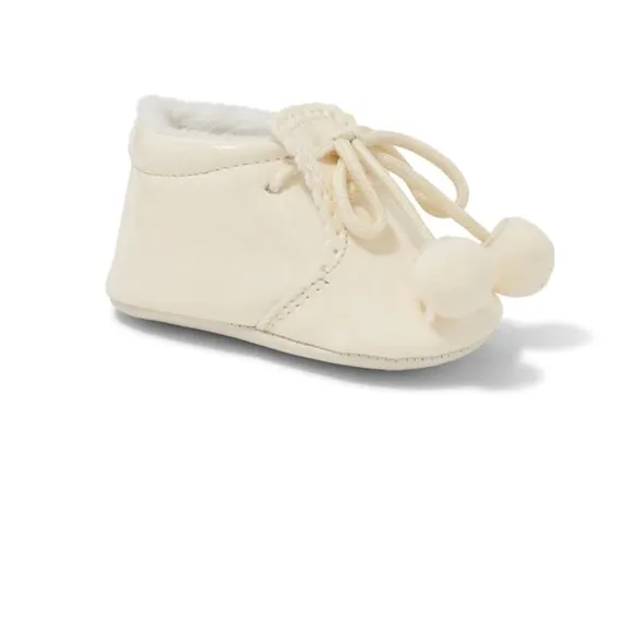 Spanish Style Patent Baby Pom Pom Booties