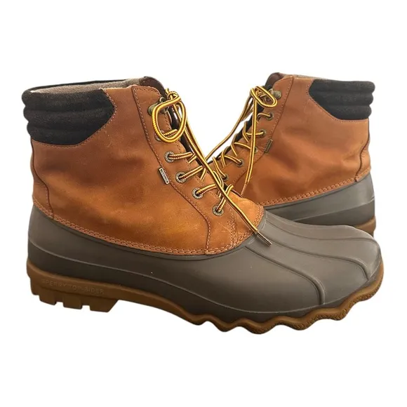 Sperry Mens Avenue Duck Winter Waterproof Outdoor Leather Boot Tan/Brown Size 13