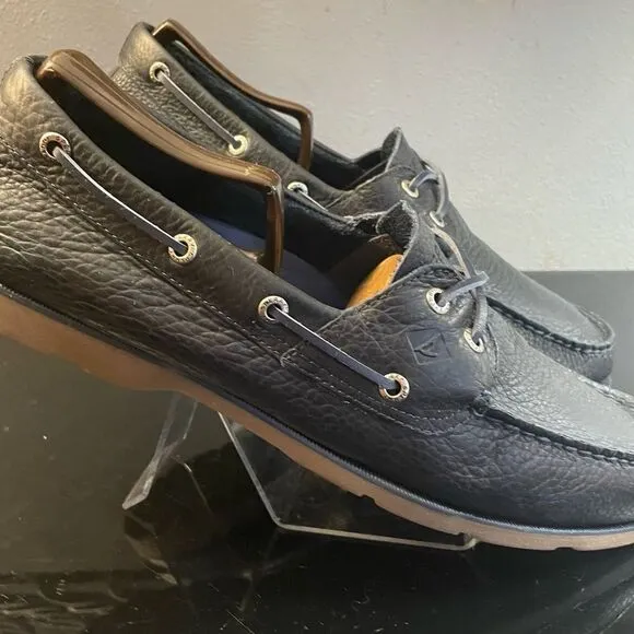 SPERRY Top-Sider Men’s Navy Blue Soft Supple Leather Boat Shoe Tan Sole Size 13