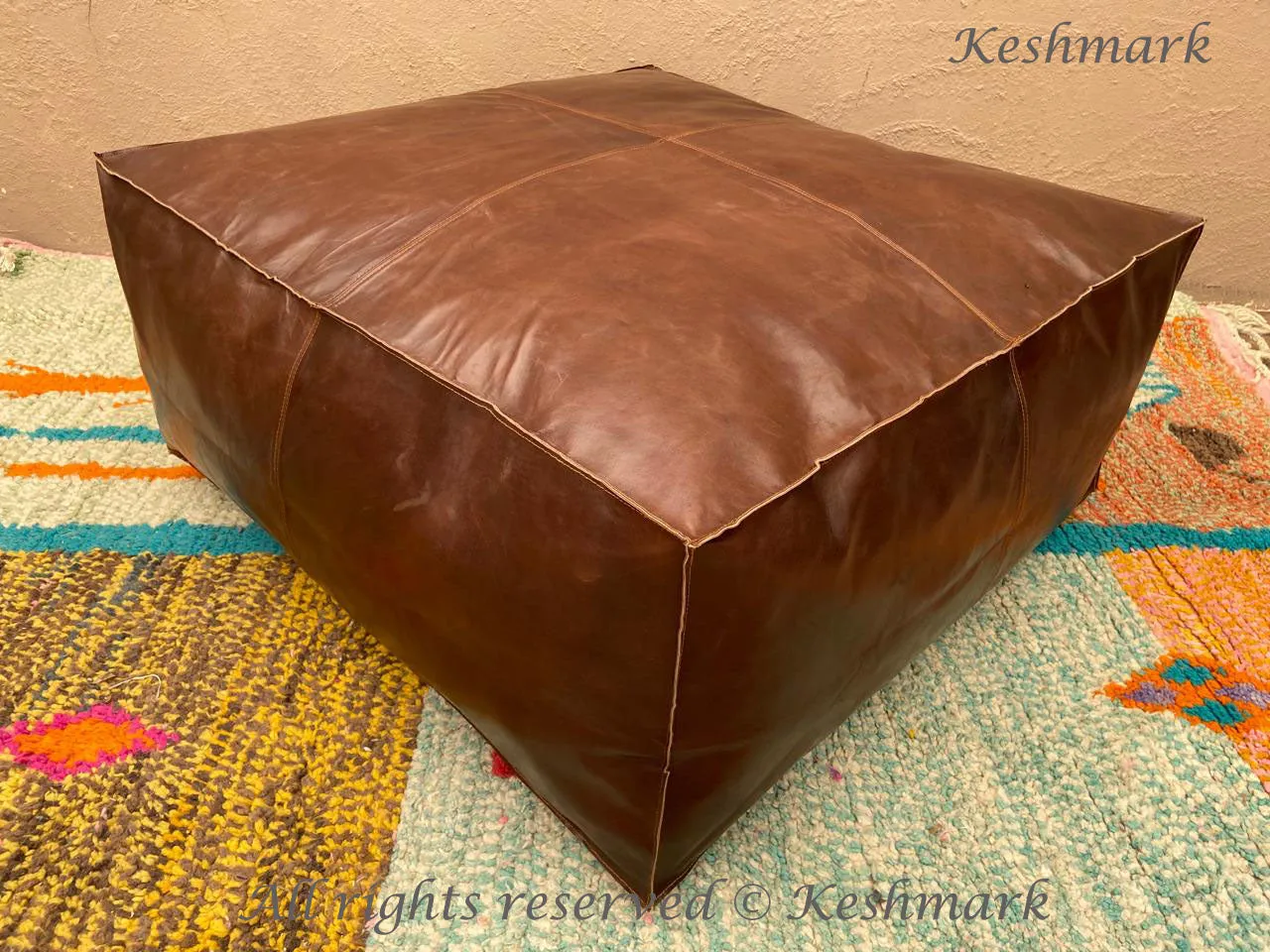 Square Ottoman Pouffe Moroccan leather, Square Poufs Moroccan ottoman square pouf, handmade footstool