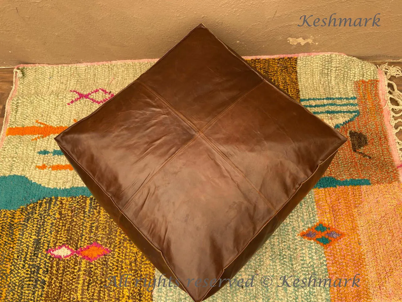 Square Ottoman Pouffe Moroccan leather, Square Poufs Moroccan ottoman square pouf, handmade footstool