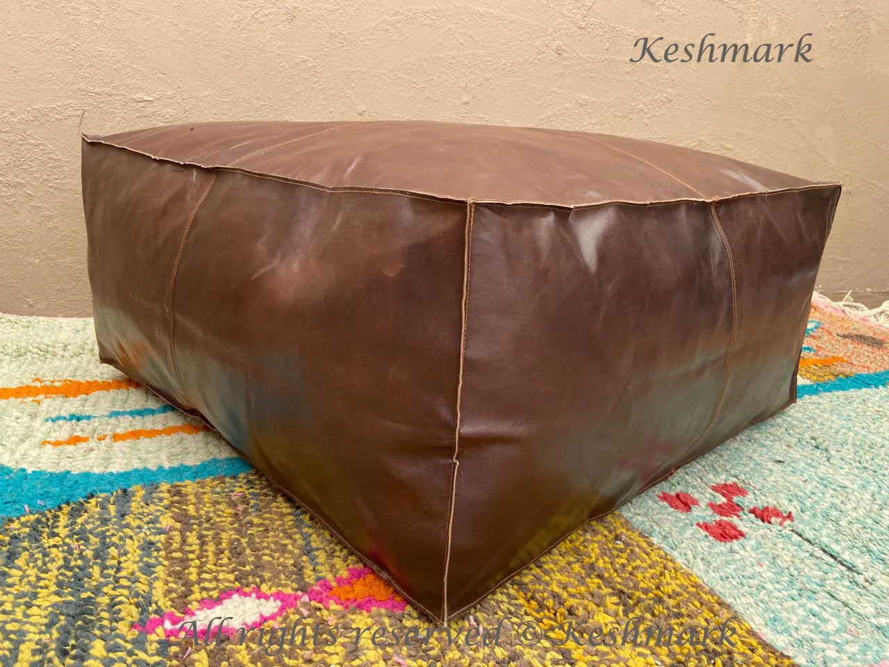 Square Ottoman Pouffe Moroccan leather, Square Poufs Moroccan ottoman square pouf, handmade footstool