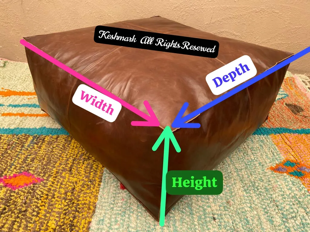 Square Ottoman Pouffe Moroccan leather, Square Poufs Moroccan ottoman square pouf, handmade footstool