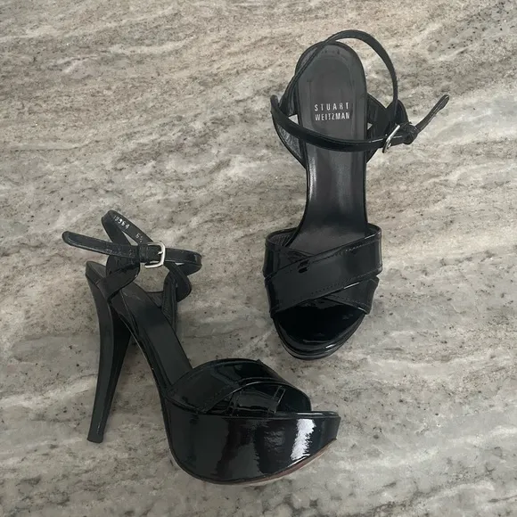 STUART Weitzman Black Patent Leather Platform Size 6.5