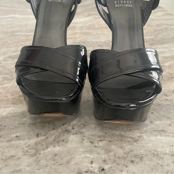 STUART Weitzman Black Patent Leather Platform Size 6.5