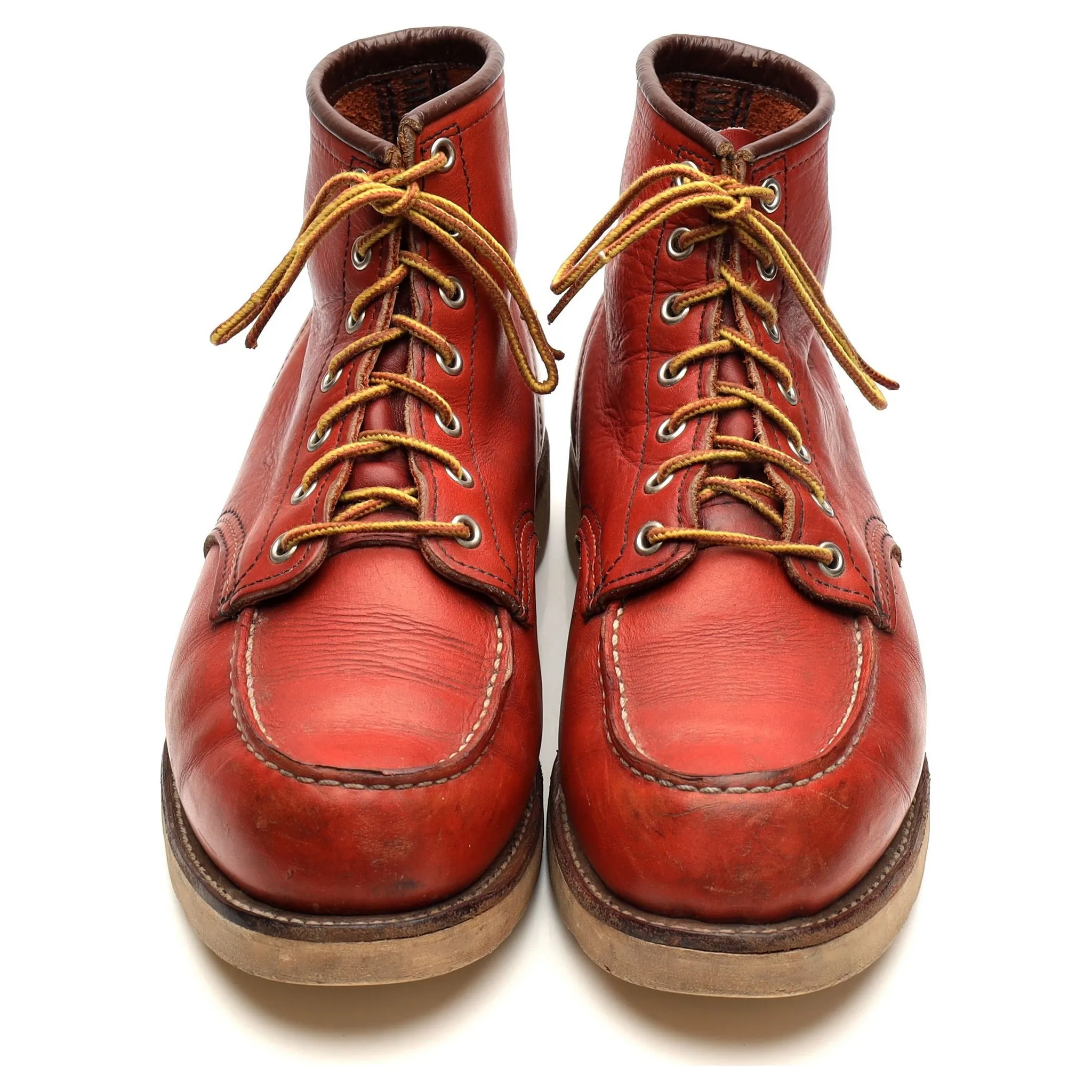 Tan Brown Leather Moc Toe Boots UK 9 US 10 D