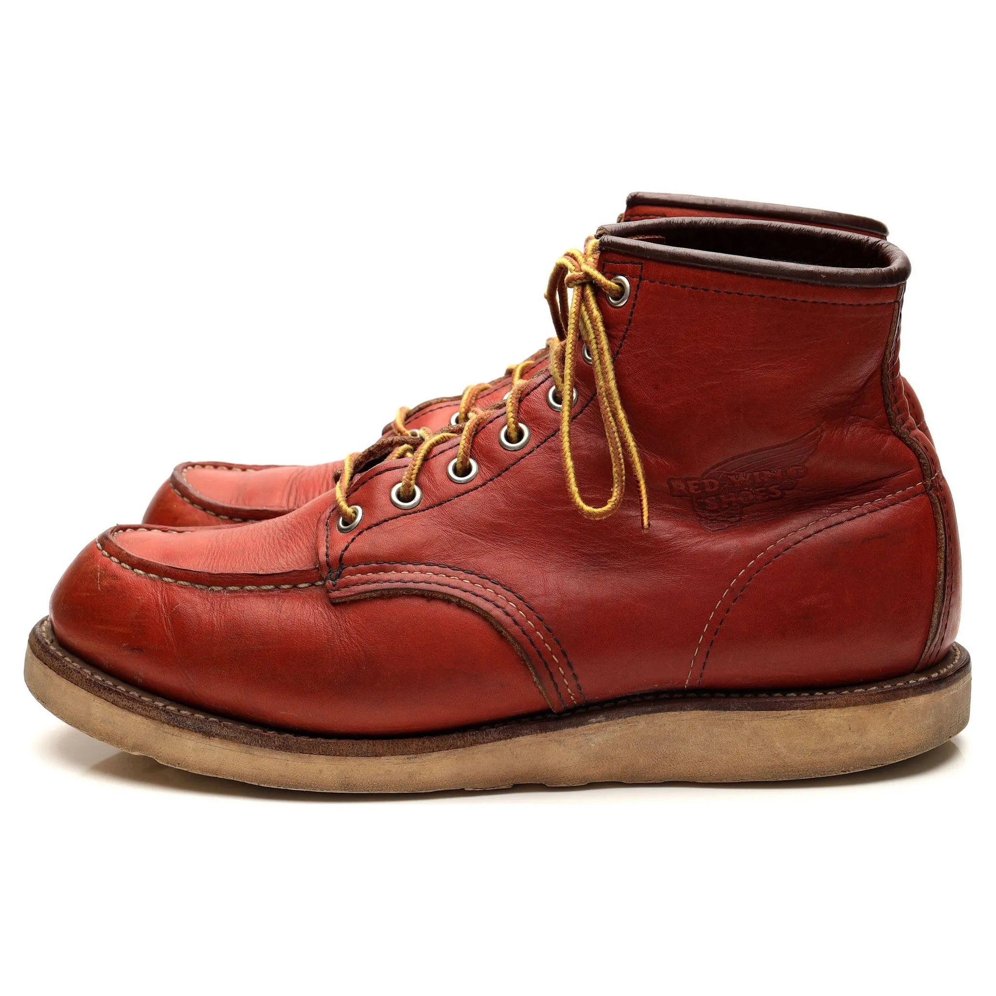 Tan Brown Leather Moc Toe Boots UK 9 US 10 D