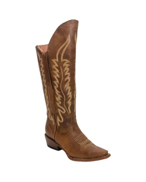 TANNER MARK WOMEN’S Kacey Pull Up Brown Zipper Knee High Cowgirl Boots