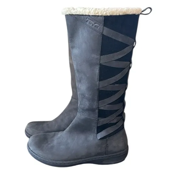 Teva Figueroa Black Nubuck Leather Fleece Lining Waterproof Boot Size 6