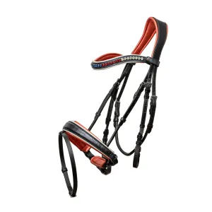 The Independence Metallic Blue Croc Snaffle Bridle - (Pathway to the Podium Collection)