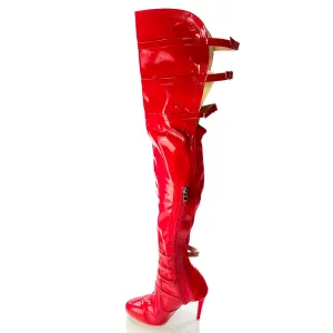Thick Skin - Red Vegan Patent - Rubber Sole
