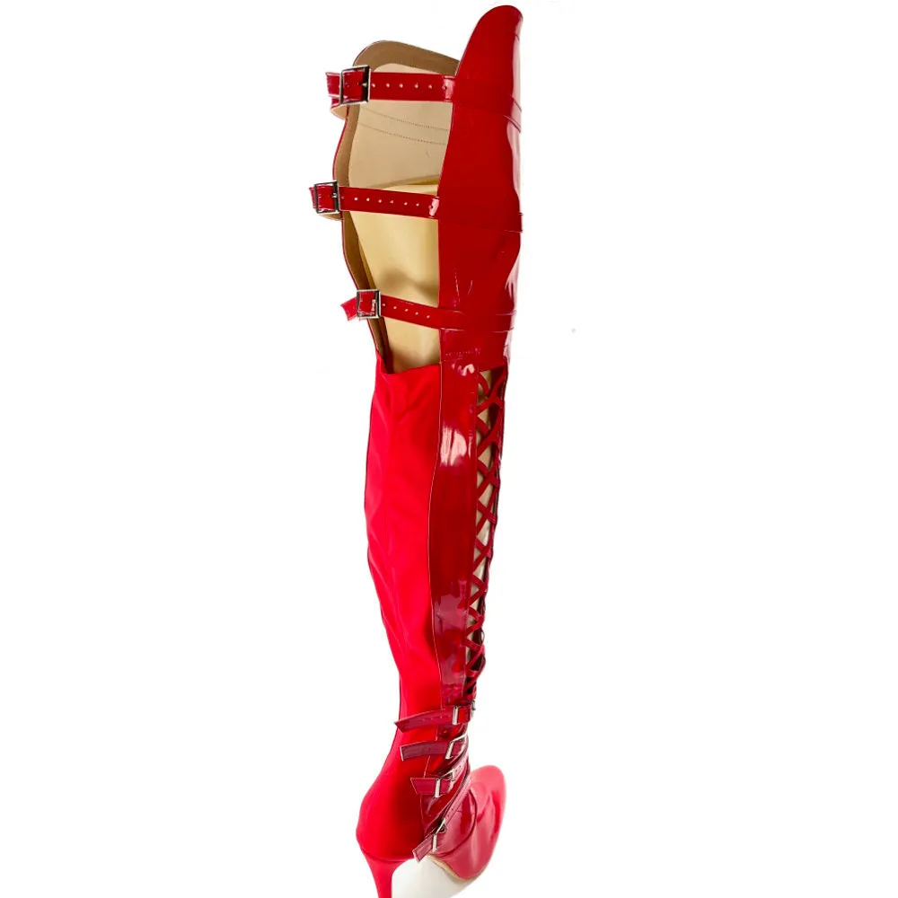 Thick Skin - Red Vegan Patent - Rubber Sole