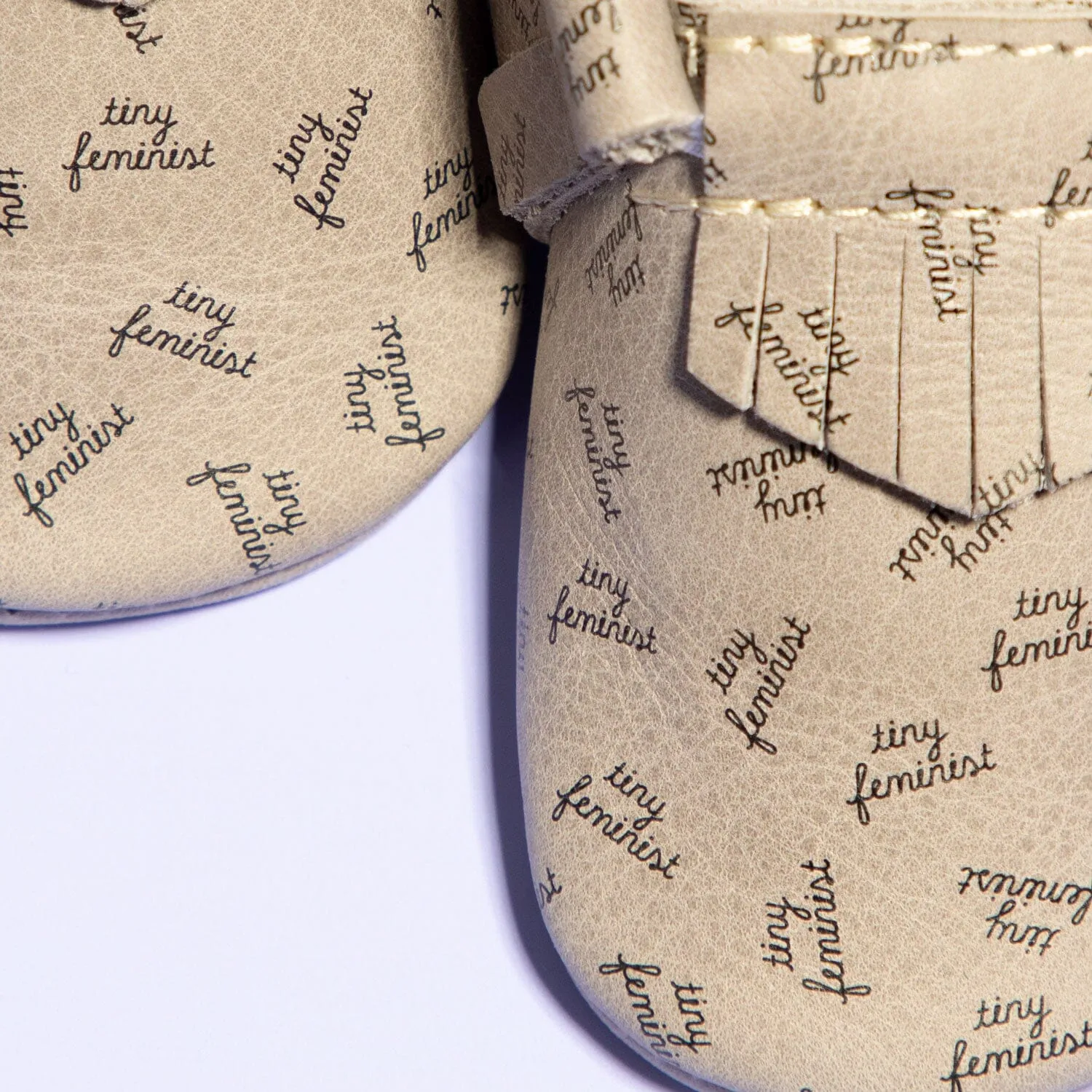 Tiny Feminist Moccasin Baby Shoe