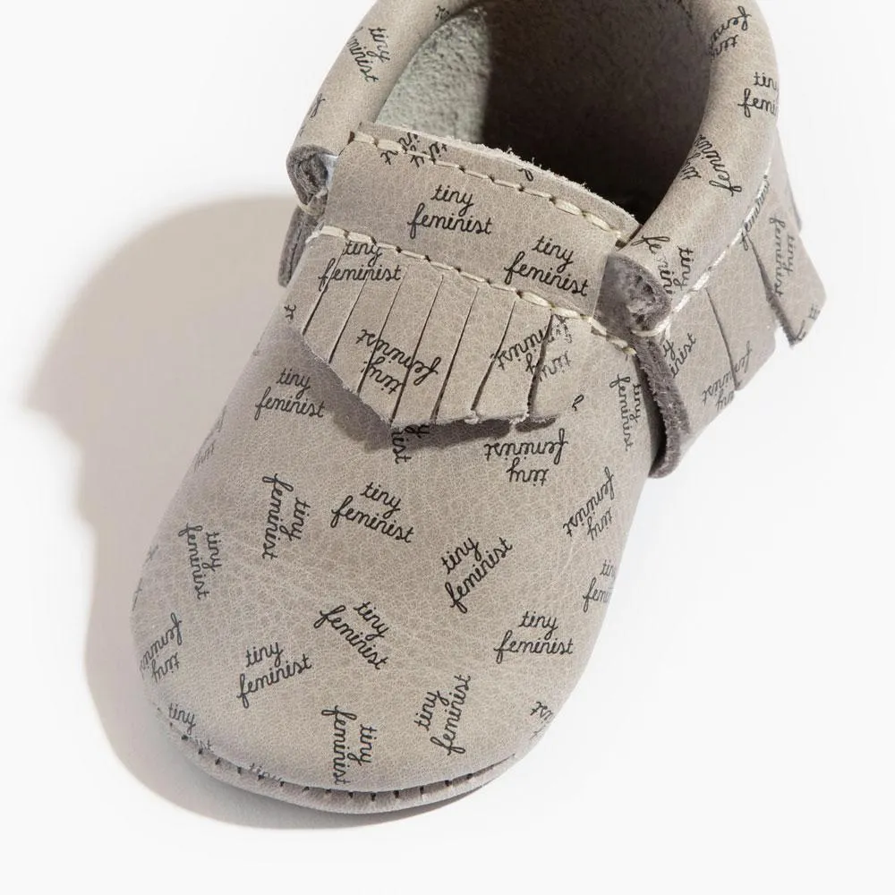 Tiny Feminist Moccasin Baby Shoe