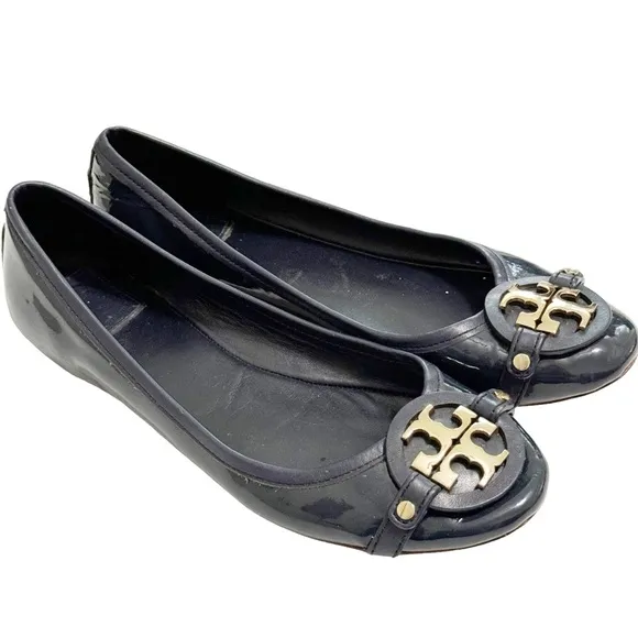 Tory Burch Navy Patent Leather Ballet Flat Size 9.5