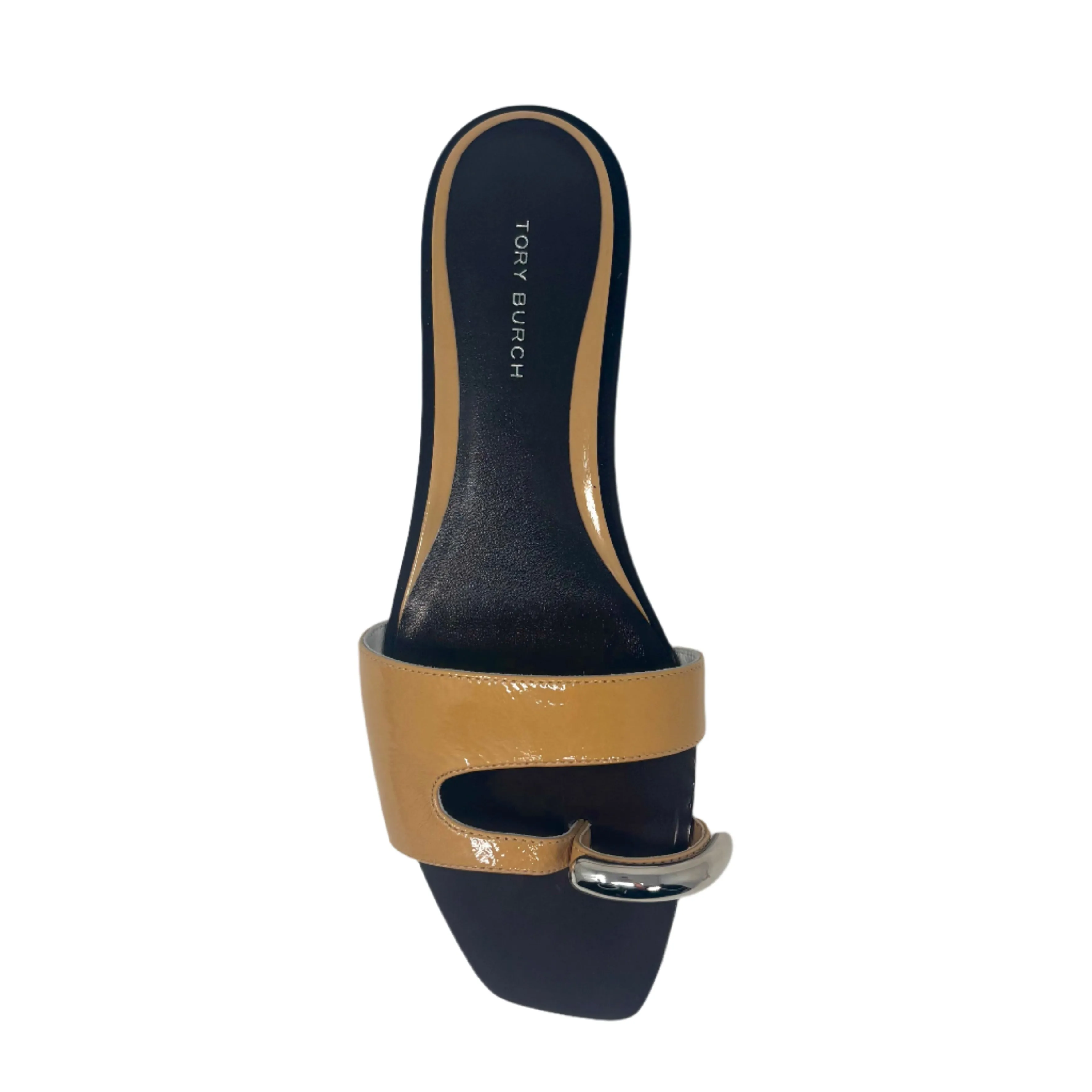 Tory Burch Pierced Slide Crinkle Patent Leather