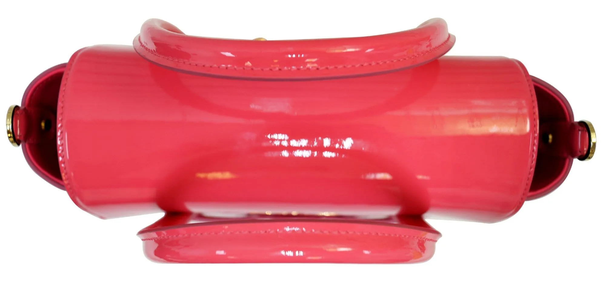 VERSACE Pink Patent Leather Short Handle Medallion Signature Bag