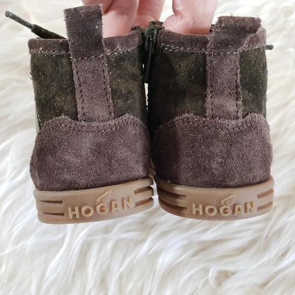 VGUC HOGAN Sneakers High Top Camo Military Green Toddler Size 22 EU / 6C US
