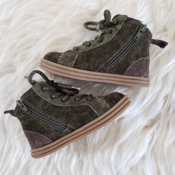 VGUC HOGAN Sneakers High Top Camo Military Green Toddler Size 22 EU / 6C US