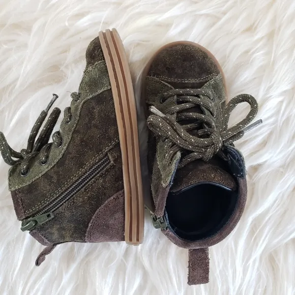VGUC HOGAN Sneakers High Top Camo Military Green Toddler Size 22 EU / 6C US