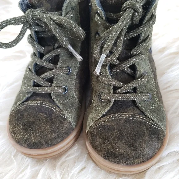 VGUC HOGAN Sneakers High Top Camo Military Green Toddler Size 22 EU / 6C US