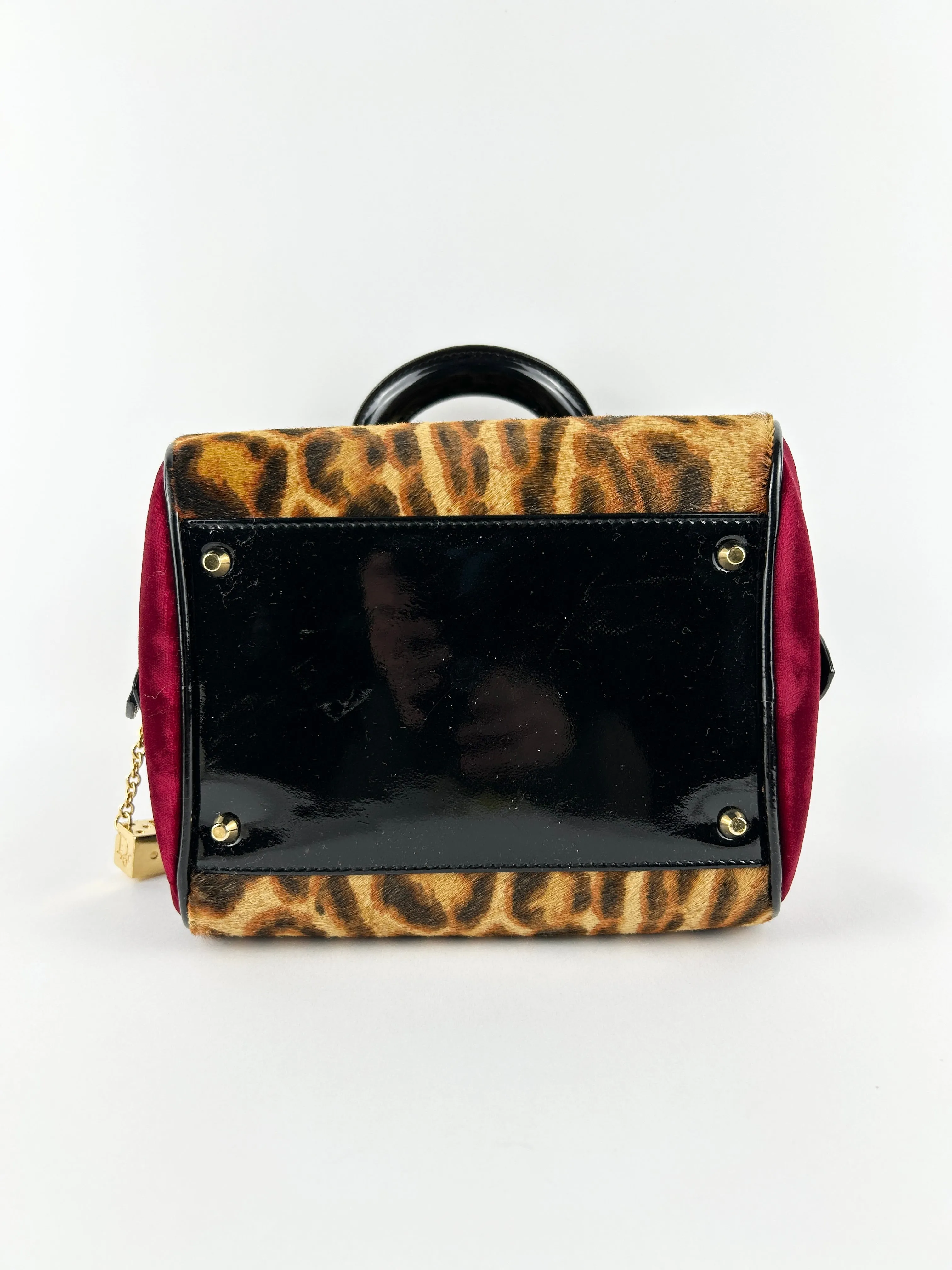 Vintage Christian Dior Leopard Print Ponyhair Gambler Dice Handbag (2004) RARE