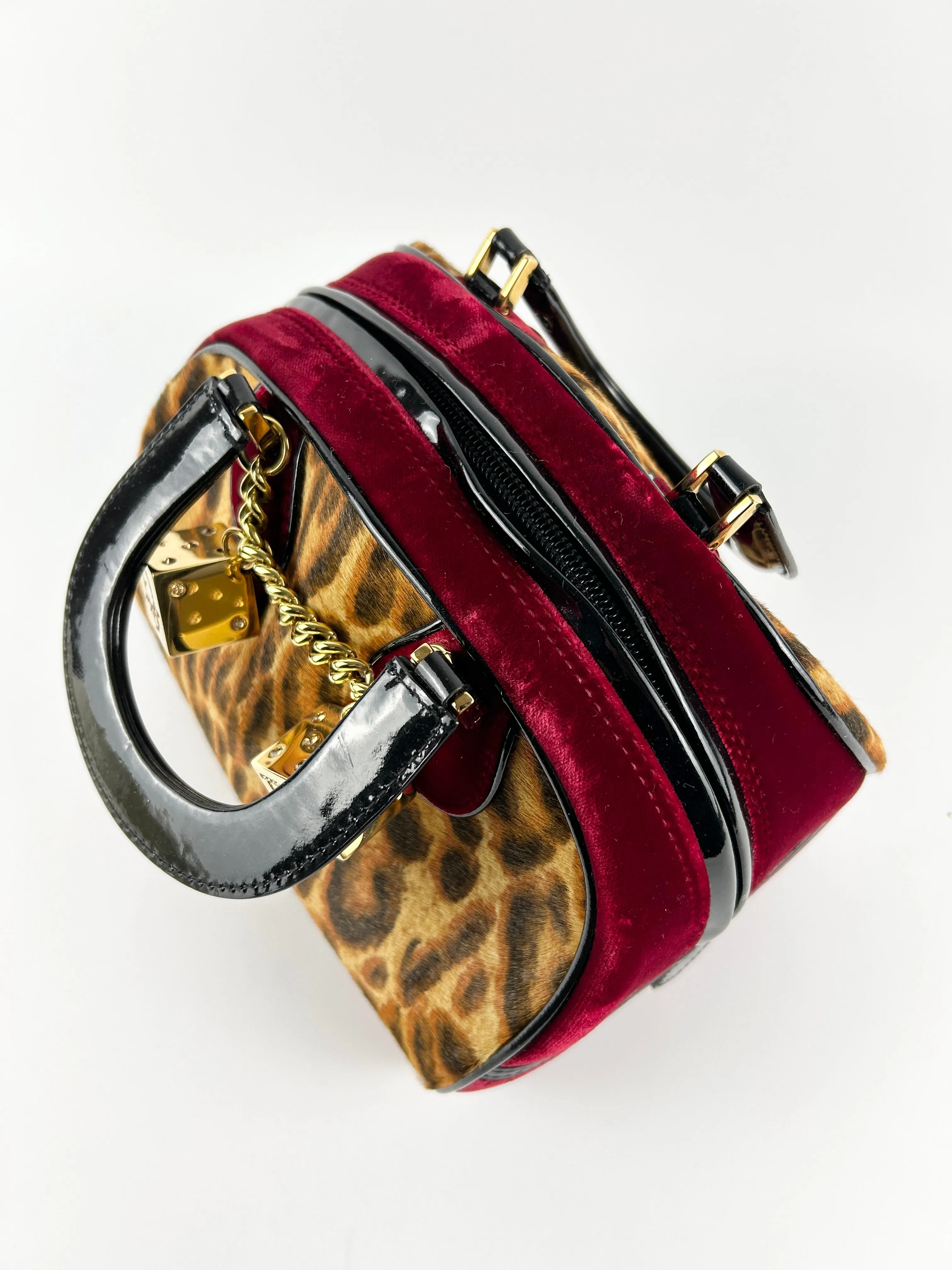Vintage Christian Dior Leopard Print Ponyhair Gambler Dice Handbag (2004) RARE